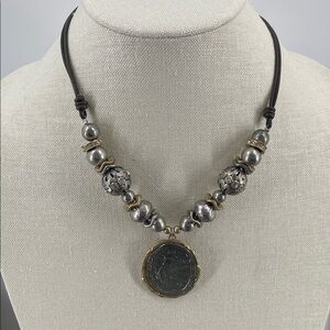 2.11.26-21 Chico's Silvertone, Goldtone, Rhinestones, & 🪙Medallion Necklace